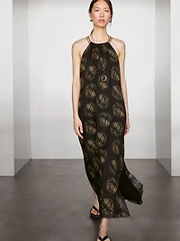 Robe longue imprimée ramie