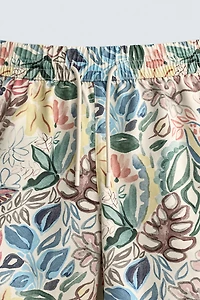 LONG FLORAL PRINT SWIM TRUNKS
