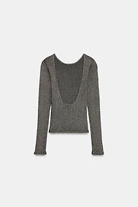 METALLIC THREAD OPEN BACK TOP
