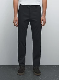 Slim fit cotton blend trousers