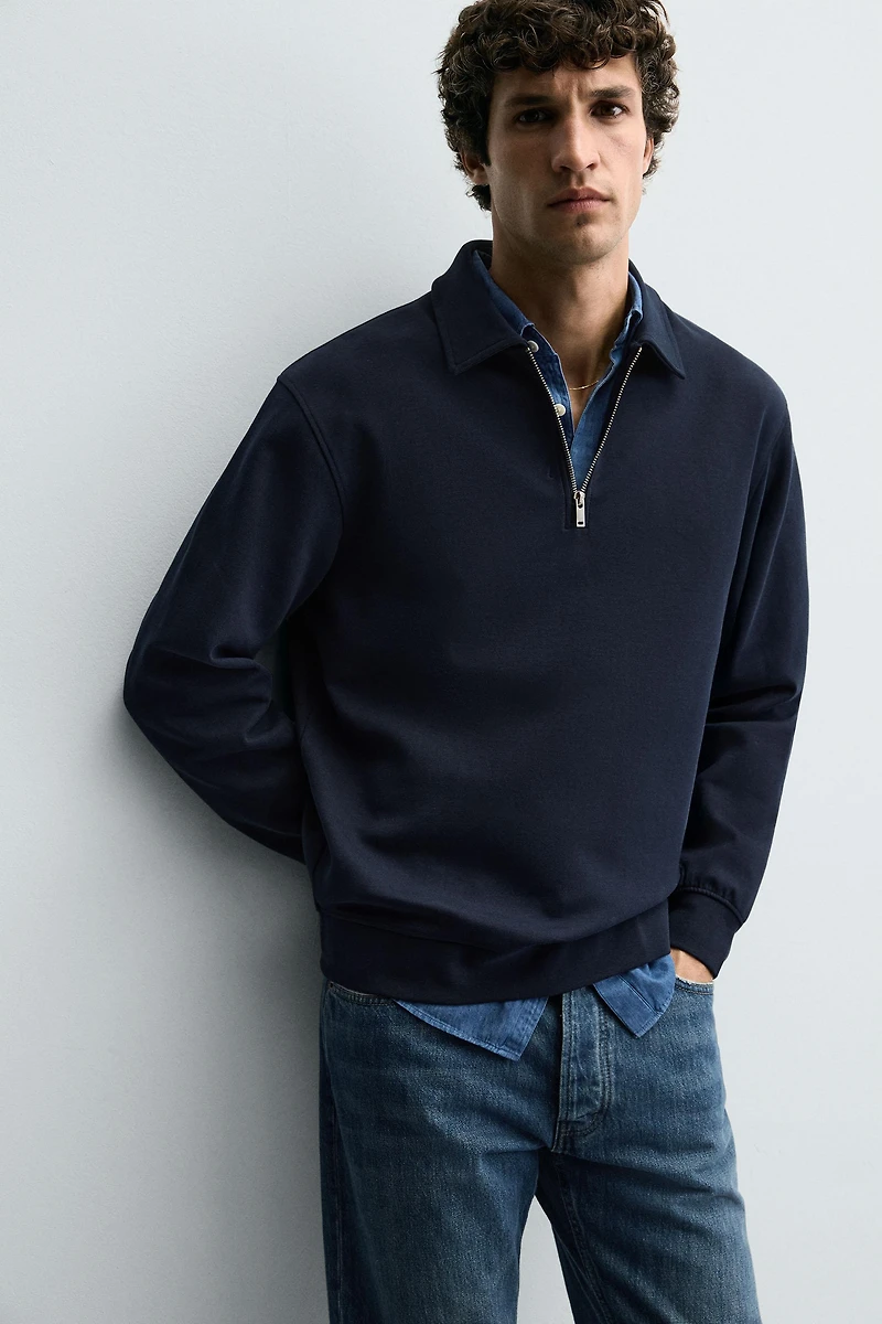 INTERLOCK ZIP POLO SWEATSHIRT