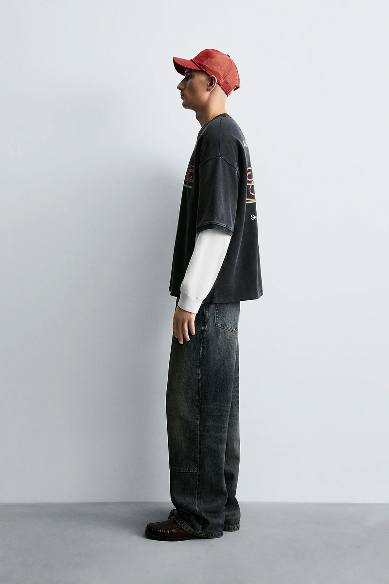 SWEAT DÉLAVÉ À INSCRIPTIONS IMPRIMÉES