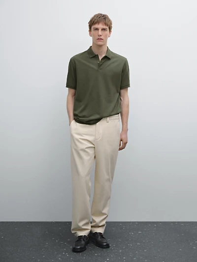 Micro textured piqué cotton polo shirt