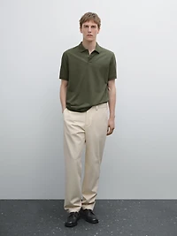 Micro textured piqué cotton polo shirt