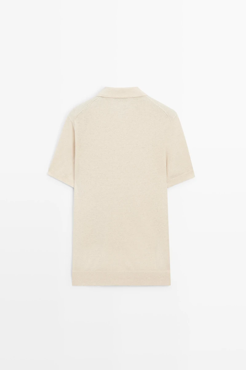Cotton linen blend polo shirt