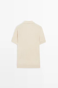 Cotton linen blend polo shirt