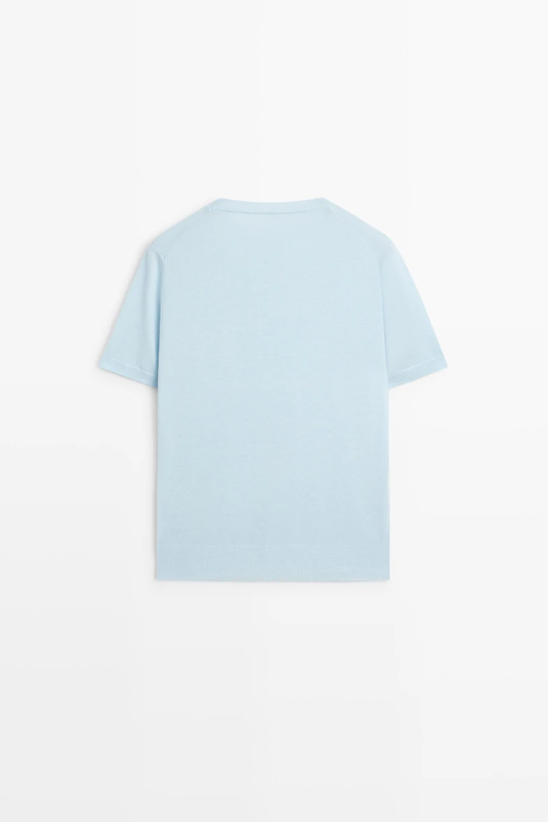 Short-sleeve fine-knit sweater