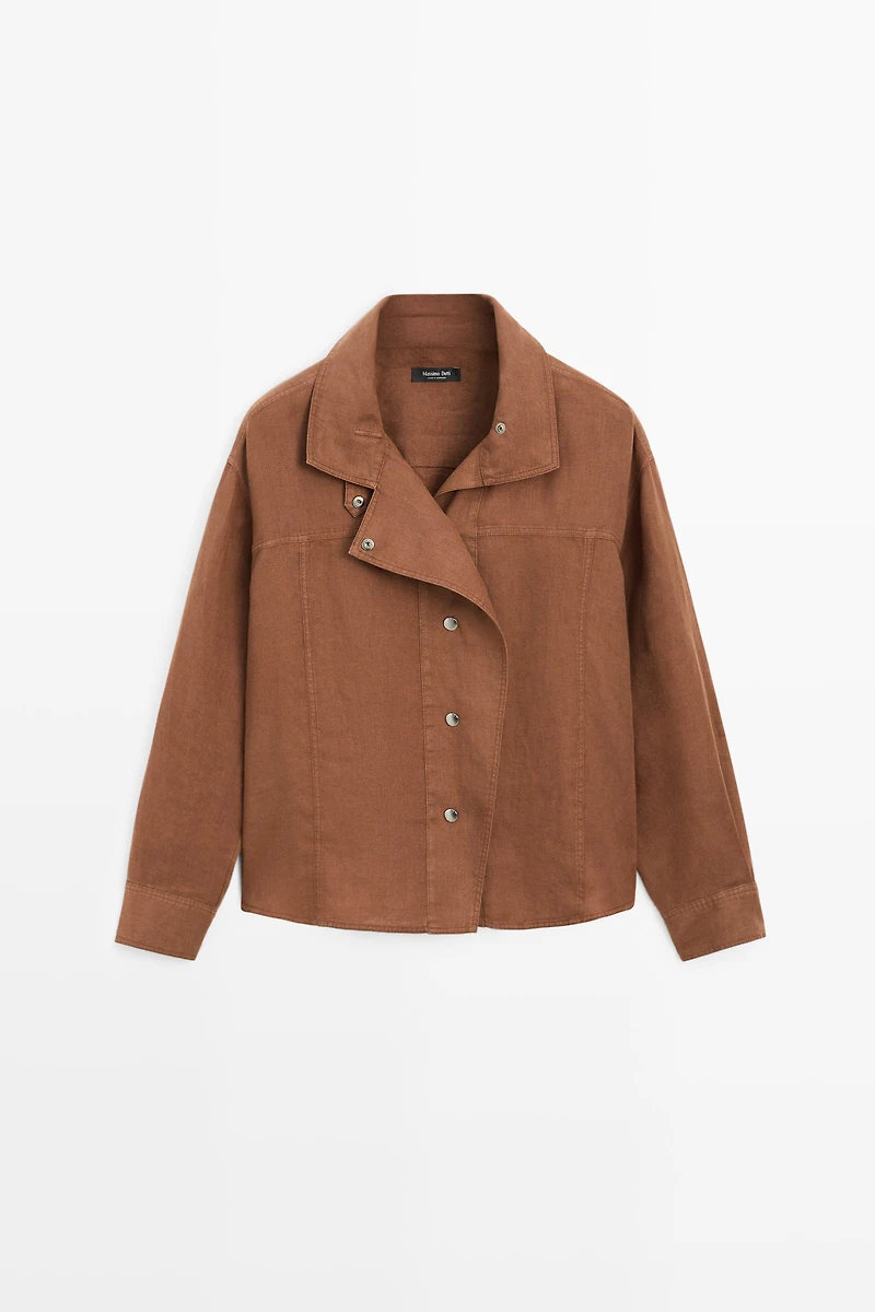 Chemise lin 100 % boutons-pression