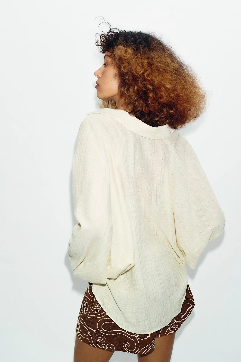 METALLIC THREAD CAPE SHIRT