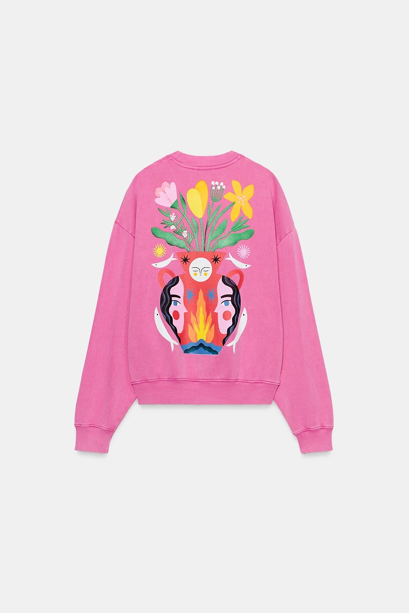 AGUSTINA SHUAN PRINT WASHED EFFECT SWEATSHIRT