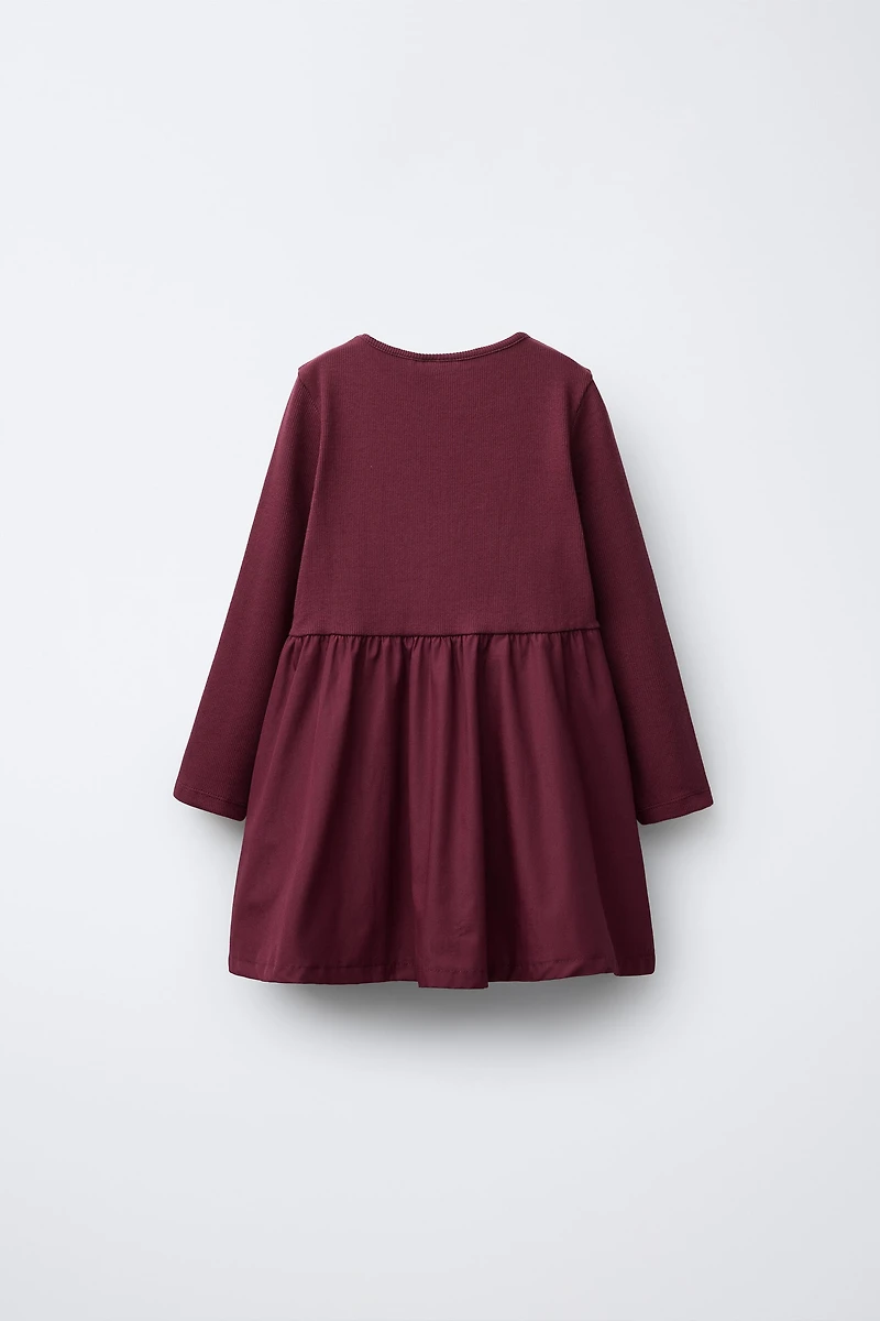 COMBINATION RIBBED DRESS WITH BOW