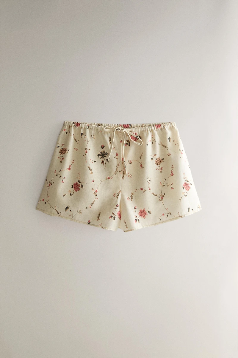 COTTON LINEN FLORAL SHORTS | KATHARINE POLE