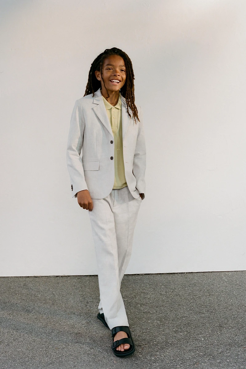 COTTON LINEN BLEND SUIT PANTS