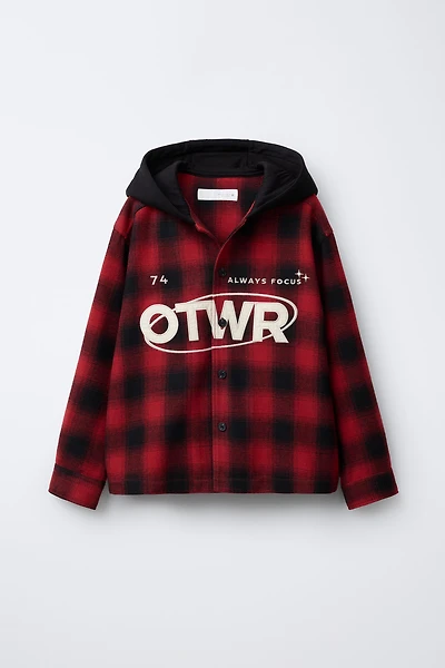 PLAID HOODED OVERSHIRT