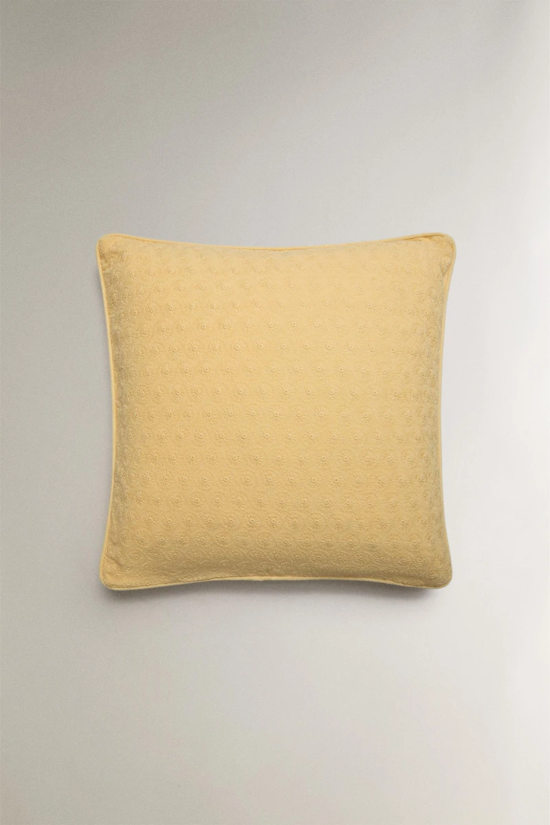 FLORAL EMBROIDERED THROW PILLOW COVER