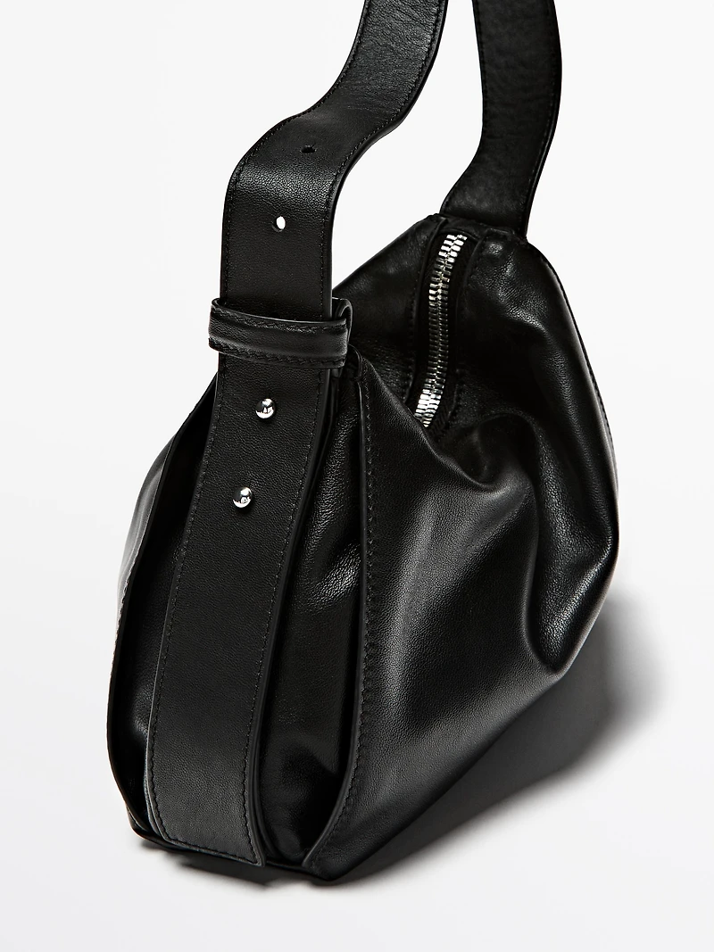Petit sac porté épaule en cuir nappa