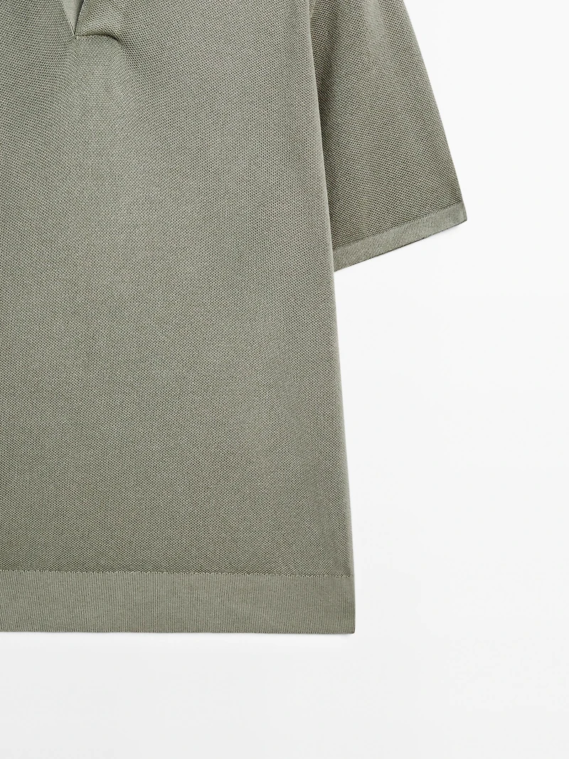 Knit V-neck polo shirt