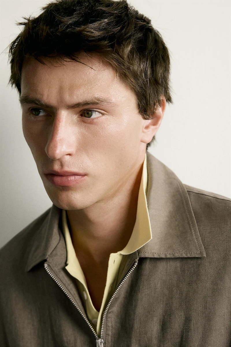 100% LINEN ZIP OVERSHIRT