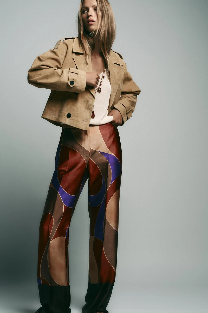 PRINTED SATIN PANTS
