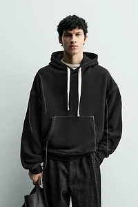 TOPSTITCHED HOODIE SWEATSHIRT