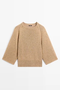 Cotton blend heathered knit sweater