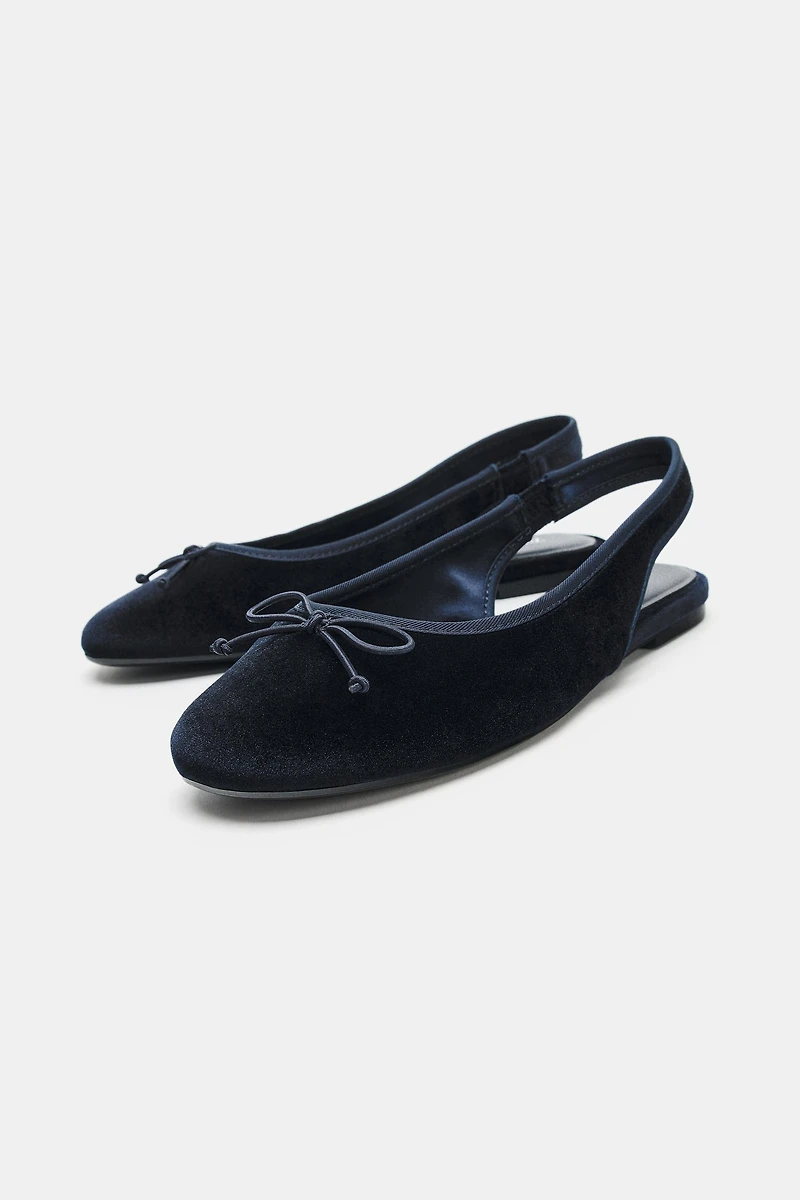 VELVET EFFECT SLINGBACK BALLET FLATS
