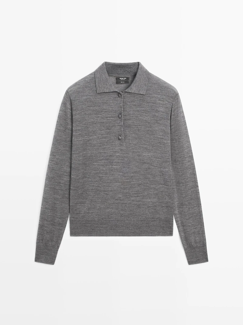Pull polo en maille de laine
