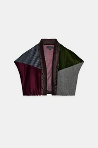 CONTRASTING VELVET PUFFER VEST