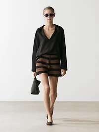 Short à rayures crochet en coton