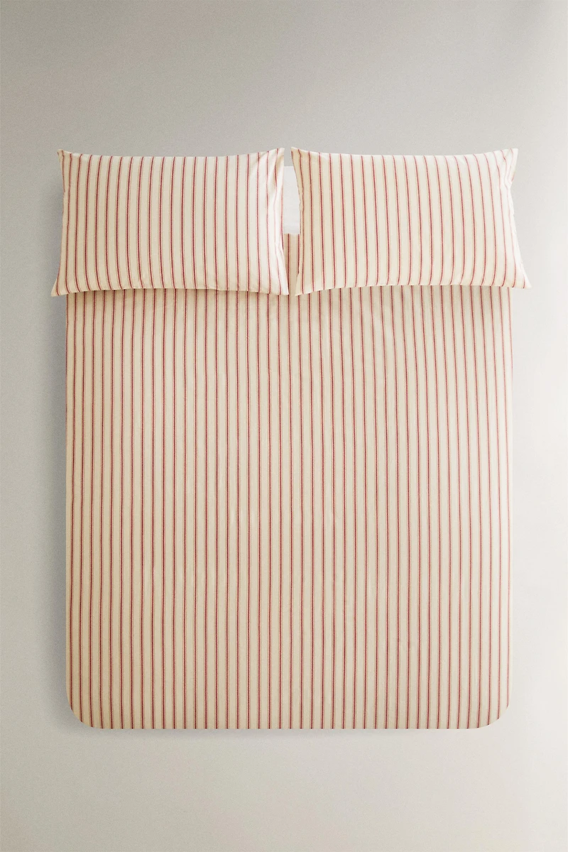 HOUSSE DE COUETTE PERCALE COTON RAYURES (300 FILS
