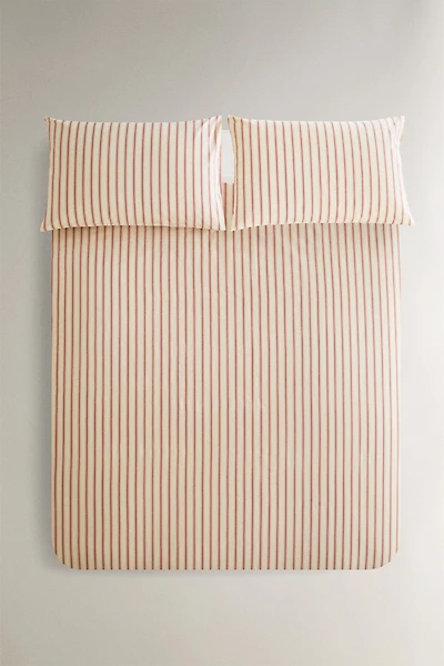 HOUSSE DE COUETTE PERCALE COTON RAYURES (300 FILS)