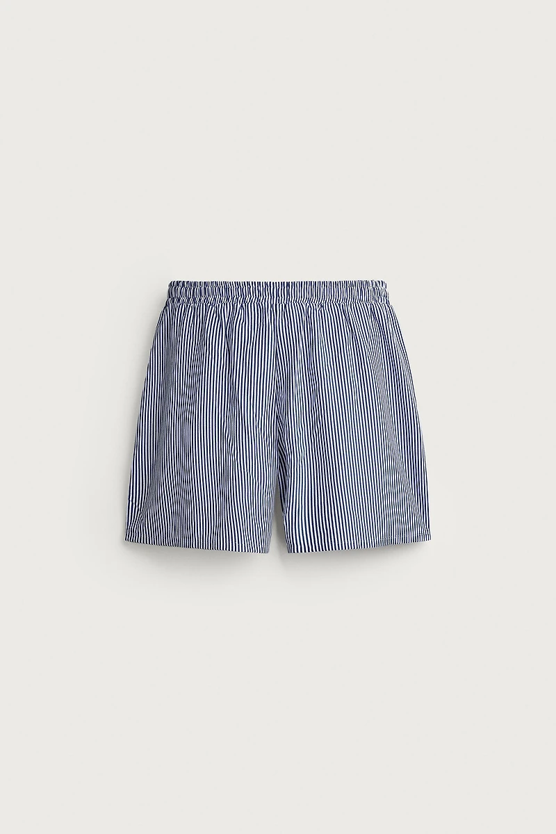 RELAXED FIT STRIPED PATCH BERMUDA SHORTS