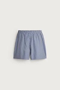 RELAXED FIT STRIPED PATCH BERMUDA SHORTS