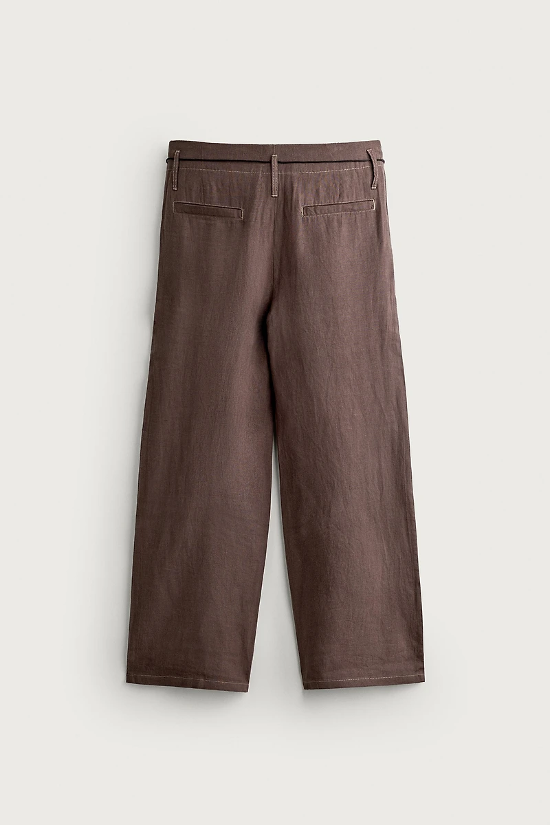 PANTALON COUPE DÉCONTRACTÉE 100 % LIN