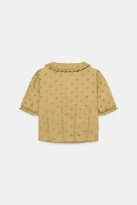 EMBROIDERED PETER PAN COLLAR SHIRT