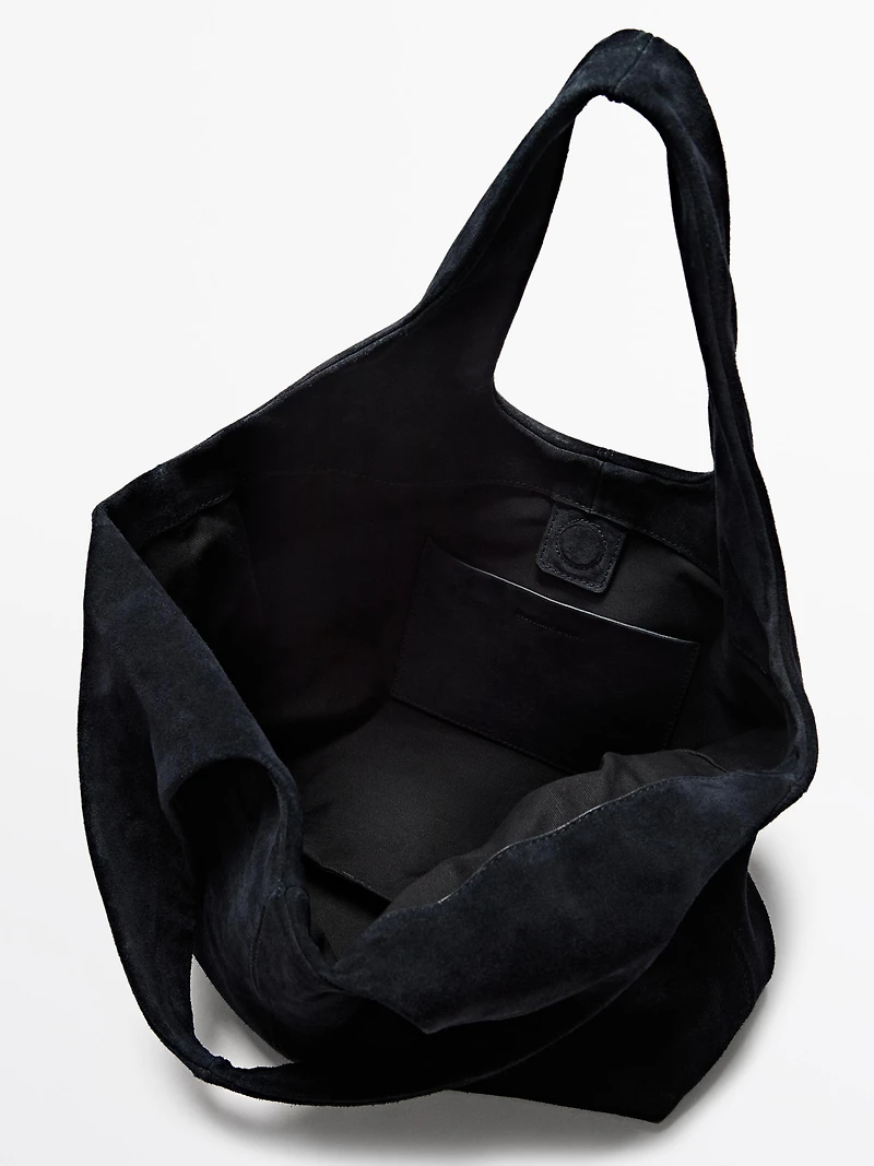 Sac shopper medium en croûte de cuir