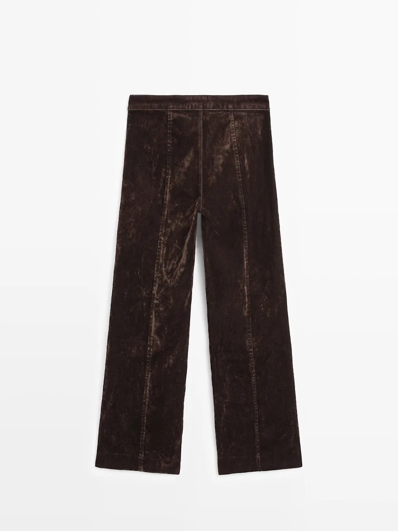 Flare fit high-waist flocked jeans