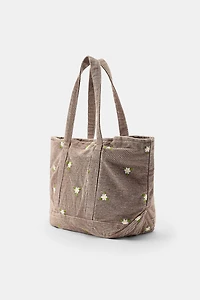 MINI SAC EN DENIM FLEURS BRODÉES