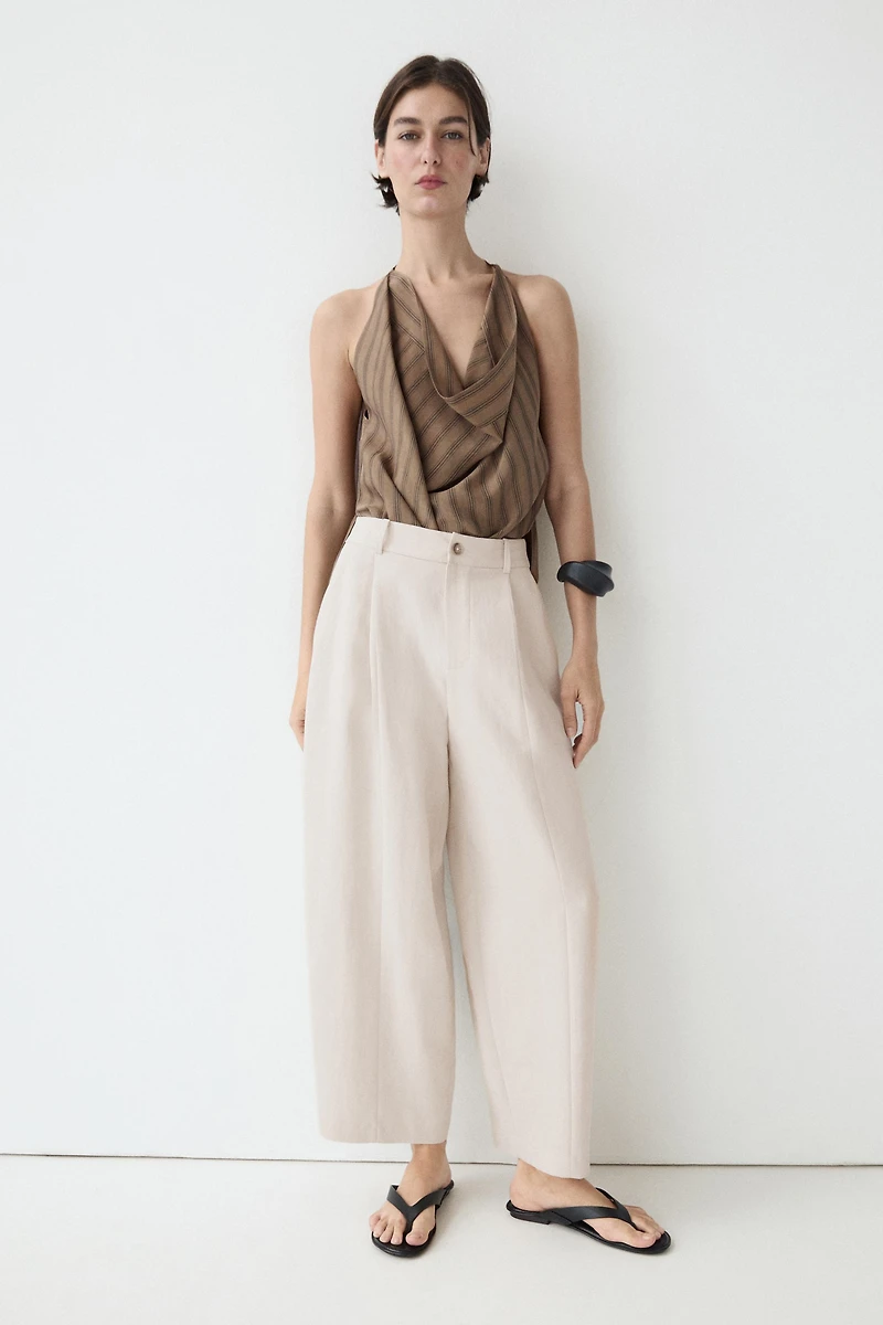 Flowing pants with elasticated waistband