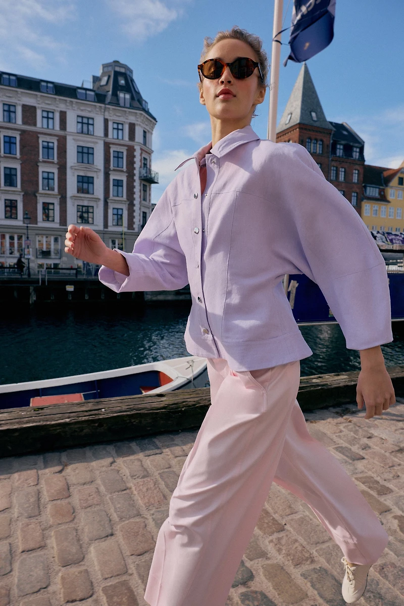 LINEN PUFF SLEEVE JACKET