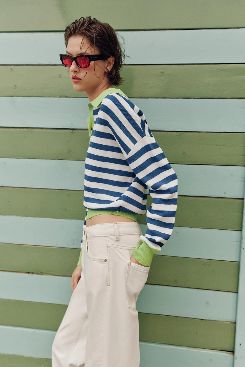 STRIPED KNIT POLO