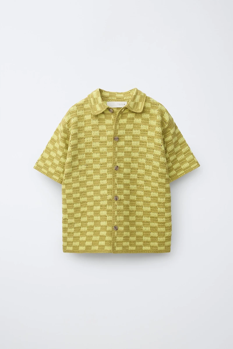 CHECKERBOARD CROCHET SHIRT