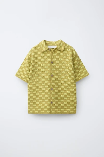 CHECKERBOARD CROCHET SHIRT