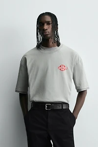 WASHED T-SHIRT WITH COMBINED PRINT