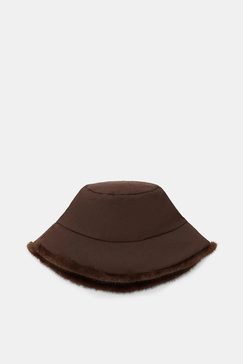 FAUX FUR NYLON HAT