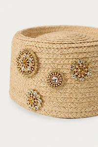 100% RAFFIA HEADPIECE WITH BROOCHES MARISA BERENSON X ZARA