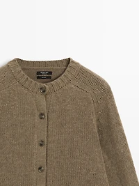 100% wool raglan sleeve knit cardigan