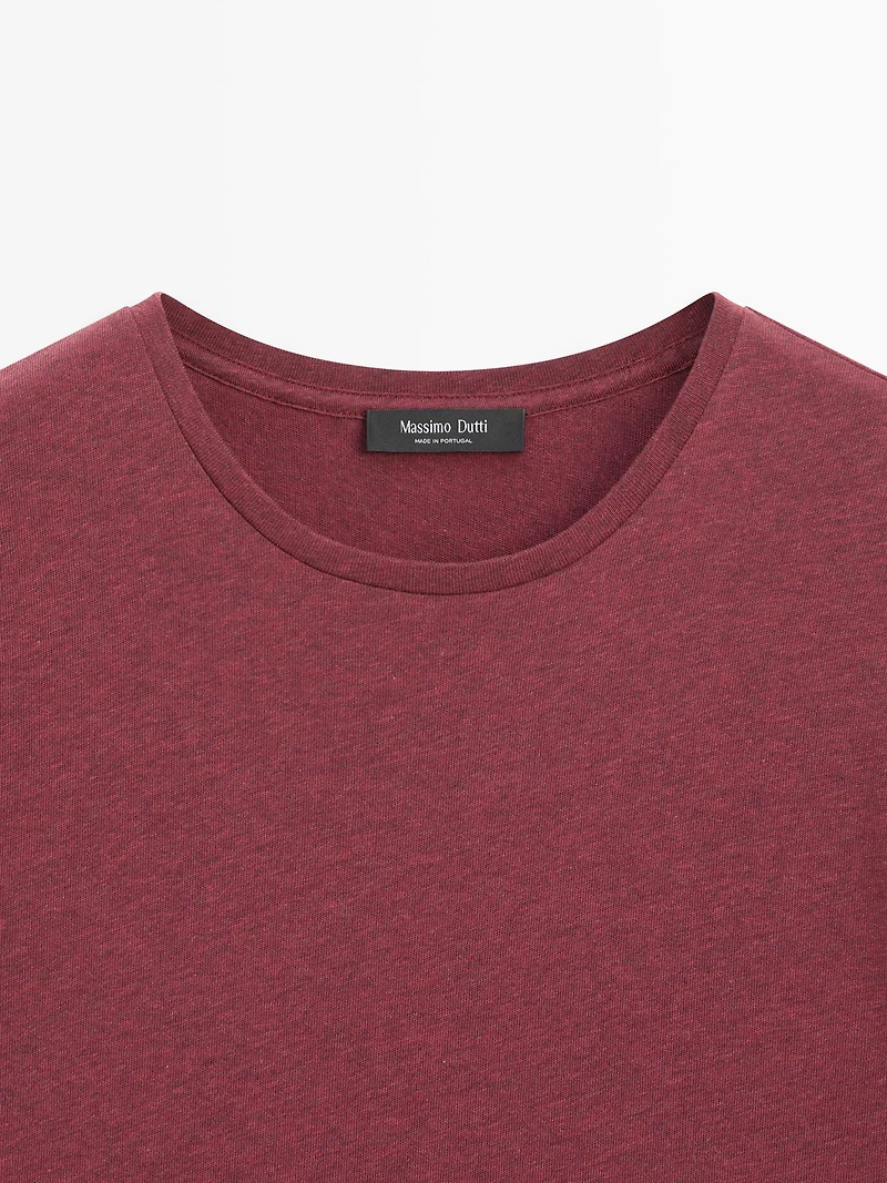 Lightweight short sleeve cotton melange T-shirt