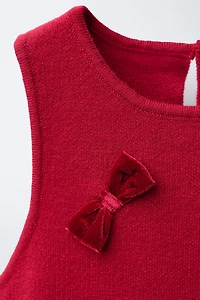 VELVET BOW KNIT DRESS