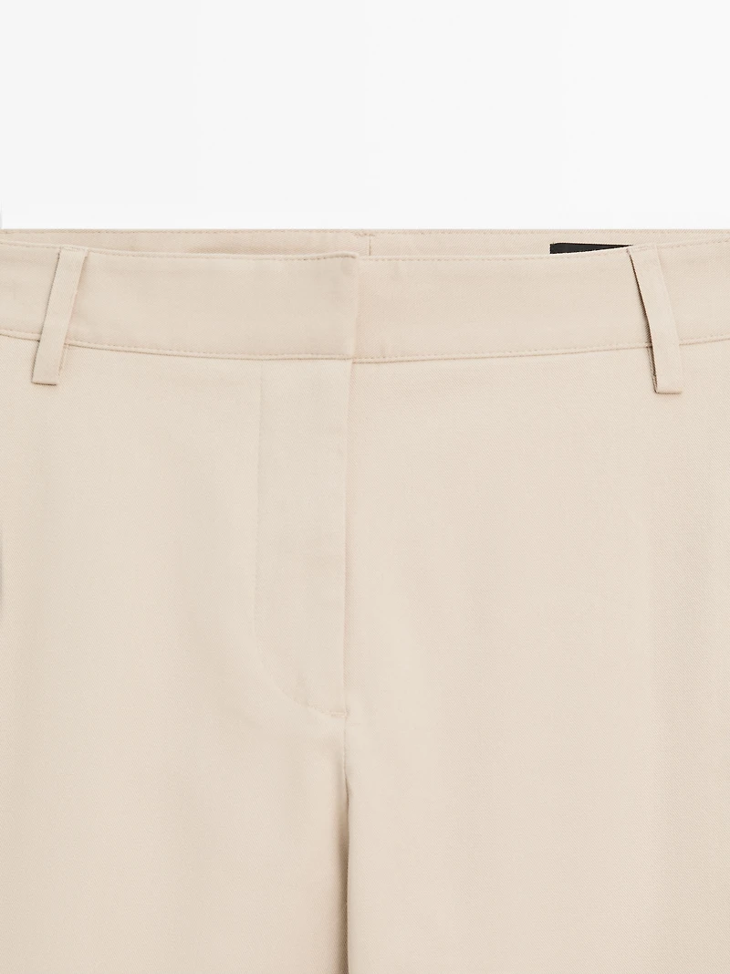 Straight-leg cotton blend trousers